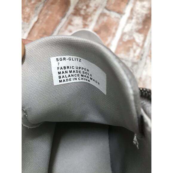 Sugar Glitz Grey Micro Hidden Wedge Sneakers, Size 7 - Picture 6 of 7